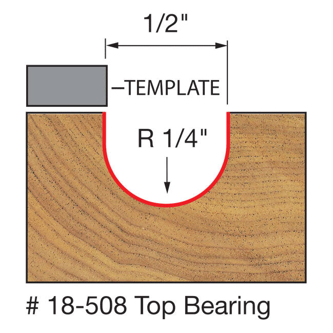 Freud 18-508 1/4" Radius Round Nose Bit - 2