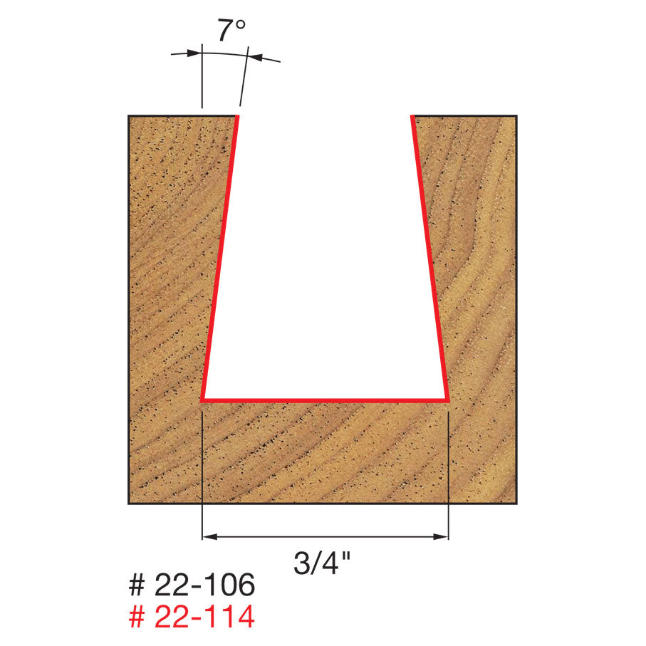 Freud 22-114 3/4" (Dia.) Dovetail Bit - 2