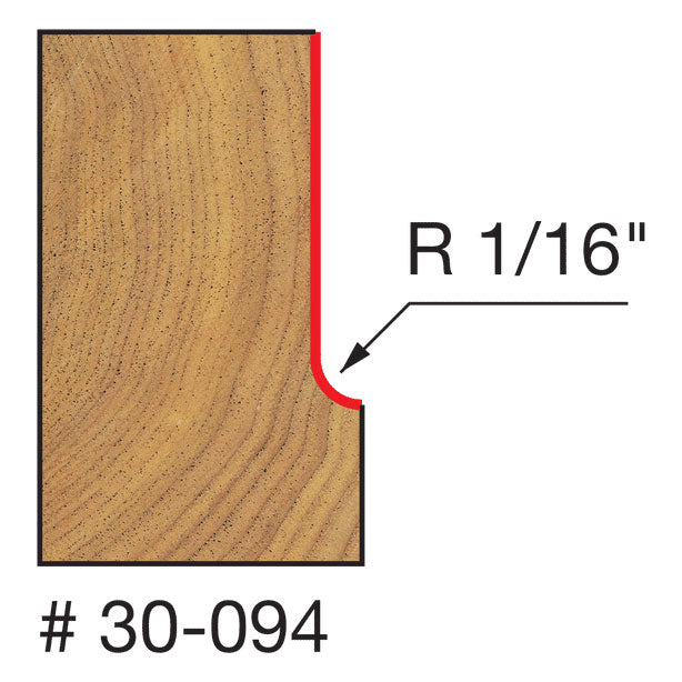 Freud 30-094 1/16" Radius Cove Bit - 2