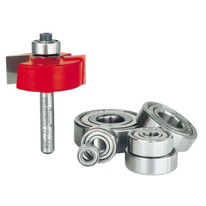 Freud 32-504 Flush, 1/8" - 1/2" Depth Rabbeting Bit, Bearings, 1/4" Shank