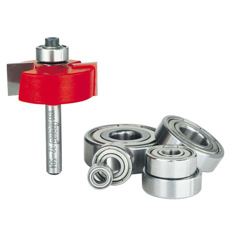 Freud 32-504 Flush, 1/8" - 1/2" Depth Rabbeting Bit, Bearings, 1/4" Shank