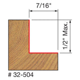 Freud 32-504 Flush, 1/8" - 1/2" Depth Rabbeting Bit, Bearings, 1/4" Shank - 7