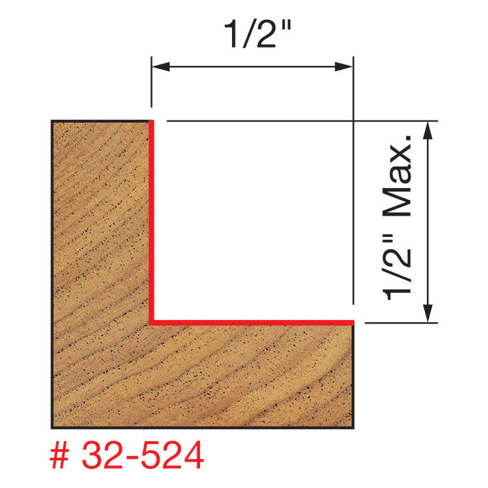 Freud 32-524 Flush, 1/8" - 1/2" Depth Rabbeting Bit, Bearings, 1/2" Shank - 2