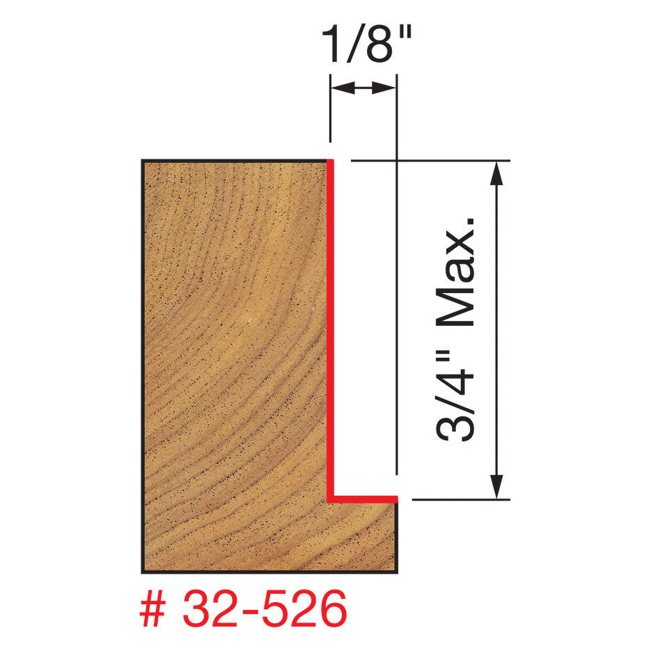 Freud 32-526 Flush, 1/8" - 1/2" Depth Rabbeting Bit, Bearings, 1/2" Shank - 4