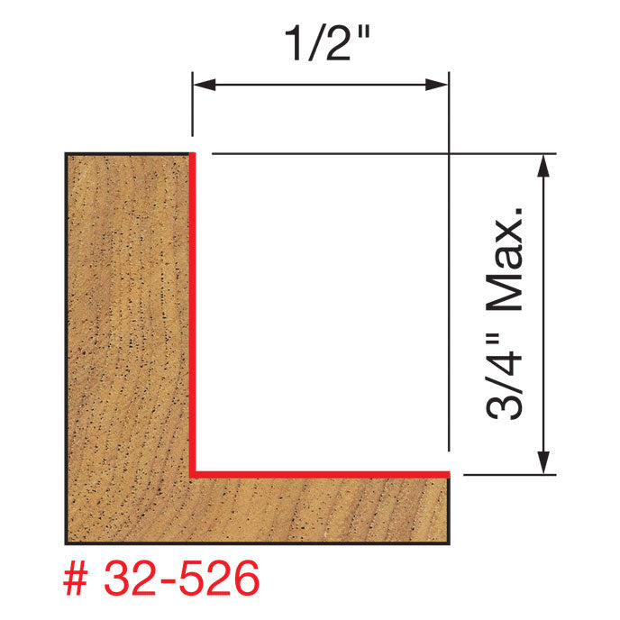 Freud 32-526 Flush, 1/8" - 1/2" Depth Rabbeting Bit, Bearings, 1/2" Shank - 6