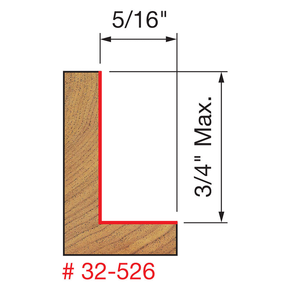 Freud 32-526 Flush, 1/8" - 1/2" Depth Rabbeting Bit, Bearings, 1/2" Shank - 7