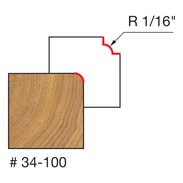 Freud 34-100 1/16" Radius Rounding Over Bit - 2