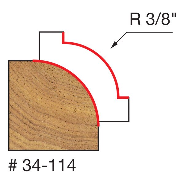 Freud 34-114 3/8" Radius Rounding Over Bit (Quadra-Cut) - 2
