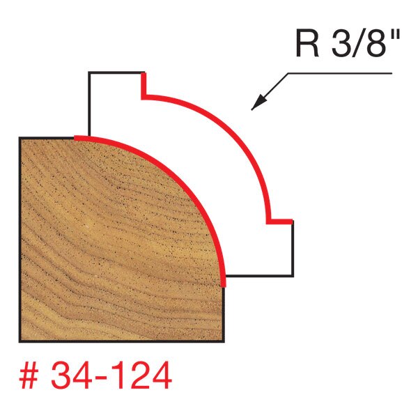Freud 34-124 3/8" Radius Rounding Over Bit (Quadra-Cut) - 2