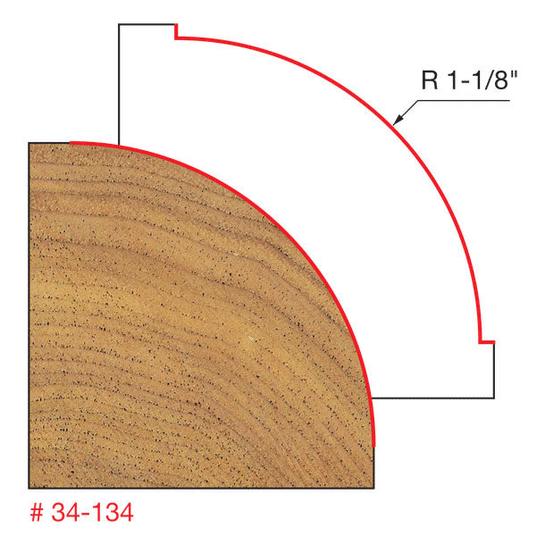 Freud 34-134 1-1/8" Radius Rounding Over Bit (Quadra-Cut) - 2