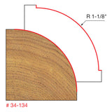 Freud 34-134 1-1/8" Radius Rounding Over Bit (Quadra-Cut) - 2