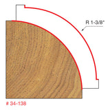 Freud 34-138 1-3/8" Radius Rounding Over Bit (Quadra-Cut) - 2