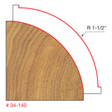 Freud 34-140 1-1/2" Radius Rounding Over Bit (Quadra-Cut) - 2