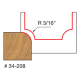 Freud 34-208 3/16" Radius Rounding Over Bit with Steel Pilot - 2