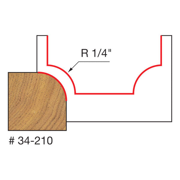 Freud 34-210 1/4" Radius Rounding Over Bit with Steel Pilot - 2