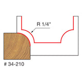 Freud 34-210 1/4" Radius Rounding Over Bit with Steel Pilot - 2