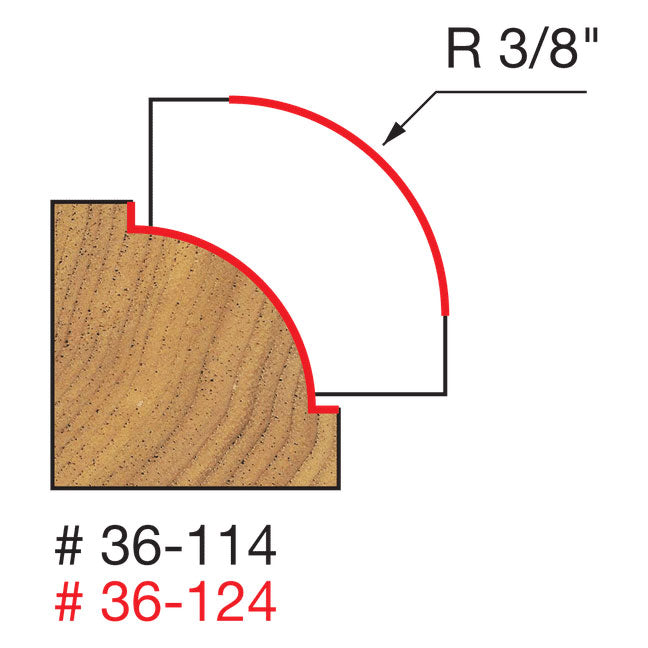 Freud 36-124 3/8" Radius Beading Bit (Quadra-Cut) - 2