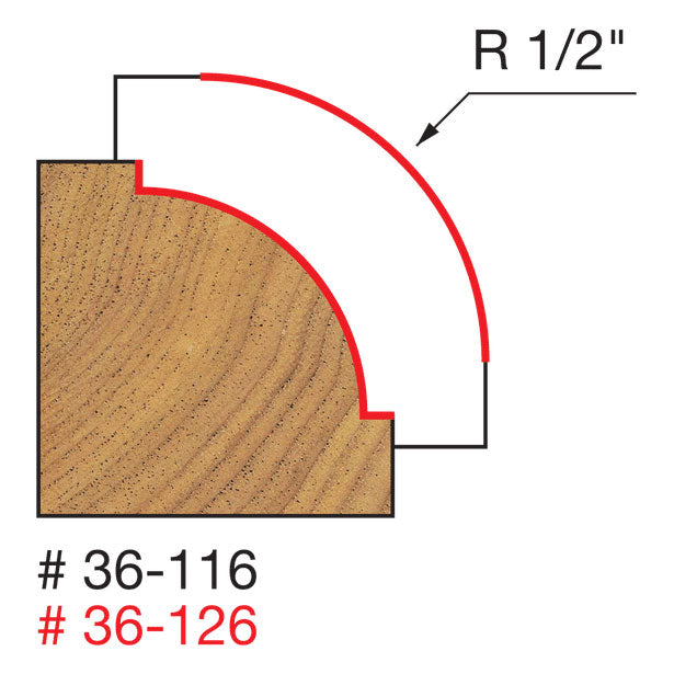 Freud 36-126 1/2" Radius Beading Bit (Quadra-Cut) - 2