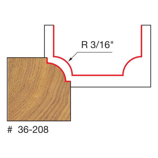 Freud 36-208 3/16" Radius Beading Bit with Steel Pilot - 2