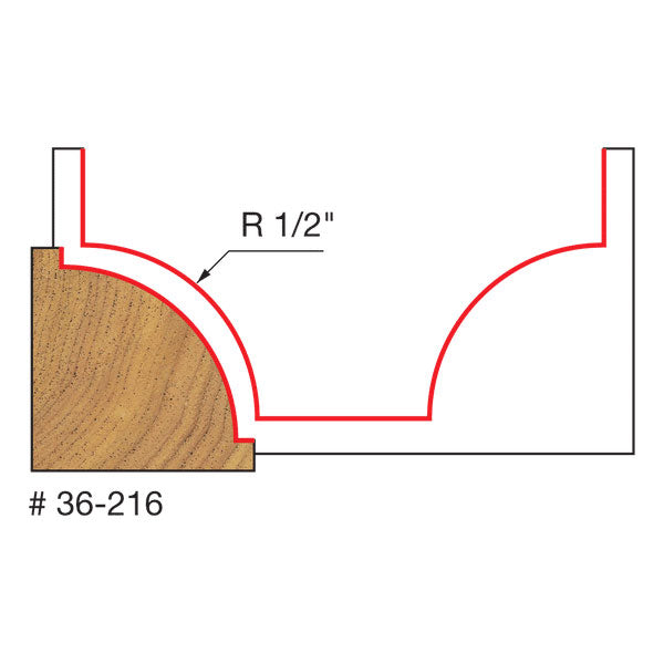 Freud 36-216 1/2" Radius Beading Bit with Steel Pilot with 3/8" Shank - 2