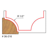 Freud 36-216 1/2" Radius Beading Bit with Steel Pilot with 3/8" Shank - 2