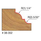 Freud 38-352 1-1/2" (Dia.) Classical Cove & Bead Bit (Quadra-Cut) - 2