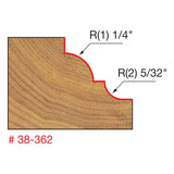 Freud 38-362 1-1/2" (Dia.) Classical Cove & Bead Bit (Quadra-Cut) - 2