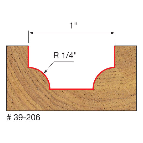 Freud 39-206 1/4" Radius Ovolo Bit - 2