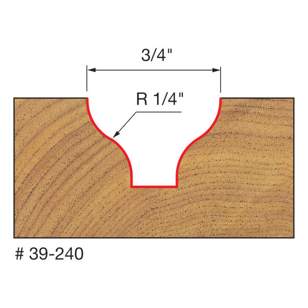 Freud 39-240 1/4" Radius Standard Ogee Groove Bit - 2