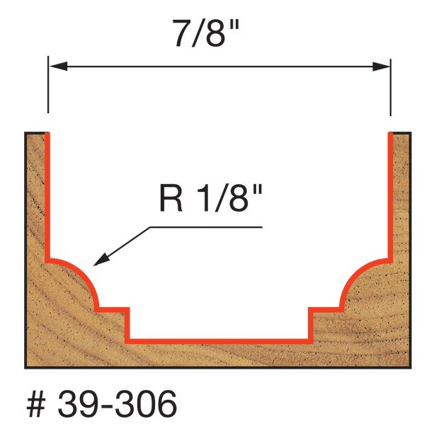 Freud 39-306 1/8" Radius Classical Beading Groove Bit - 2