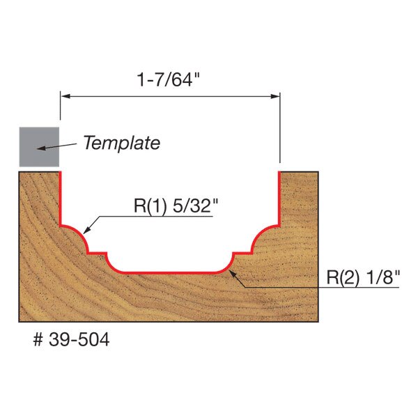 Freud 39-504 1-7/64" Top Bearing Classical Cove, Bead Groove, 3/8" Shank - 2