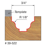 Freud 39-522 1/8" Radius Top Bearing Fillet Ogee Groove Bit - 2