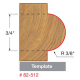 Freud 82-512 3/8" Radius Half Round Bit with Bearing - 2