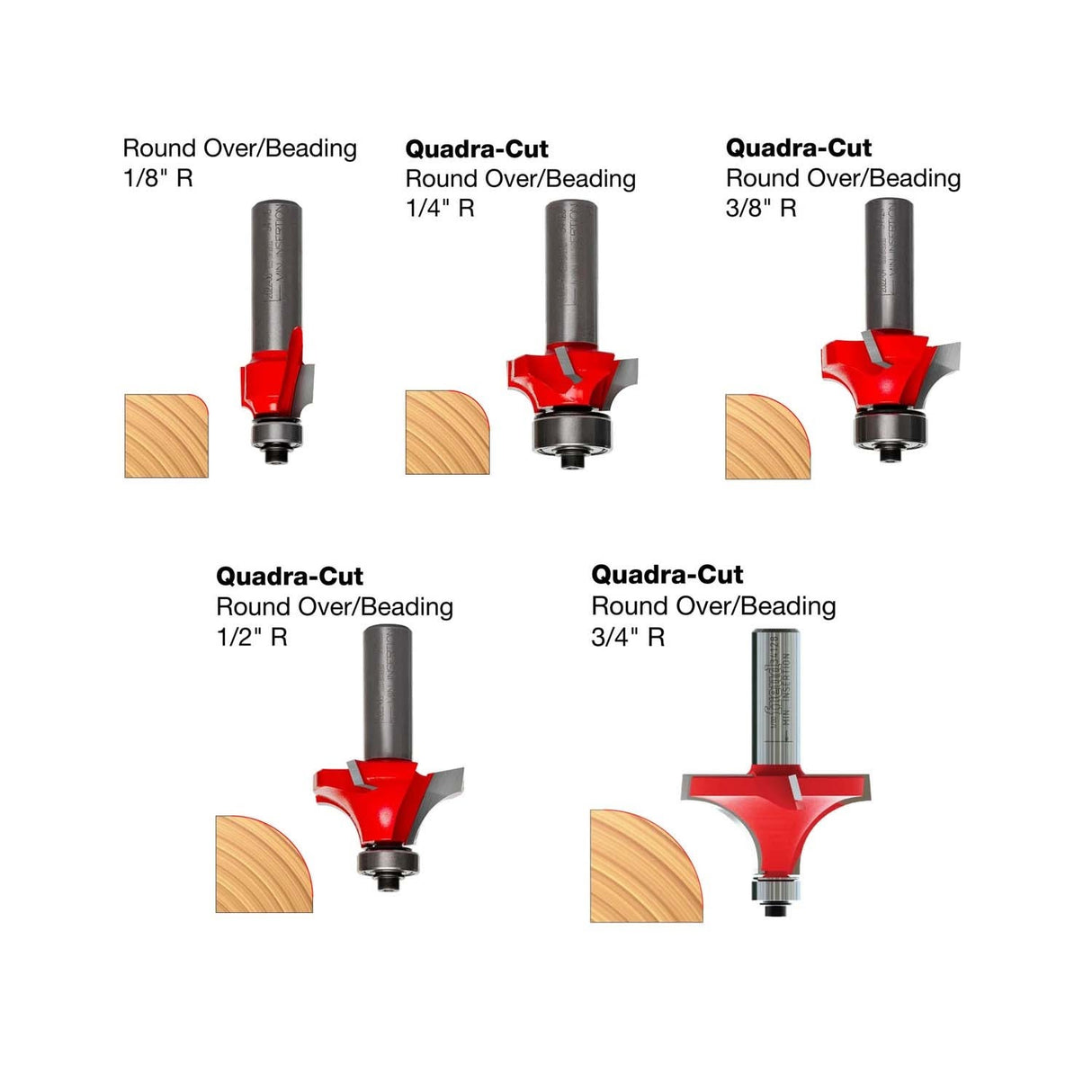 Freud 89-152 5 Piece Round Over/Beading Bit Set (1/2" Shank) - 3