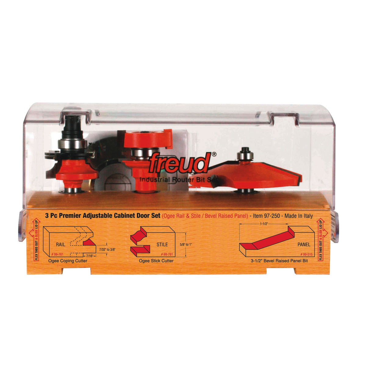 Freud 97-250 3 Piece Premier Adjustable Cabinet Bit Set – Toolup