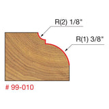 Freud 99-010 1-1/2" (Dia.) Table Top Edge Classical Bit (Quadra-Cut) - 2