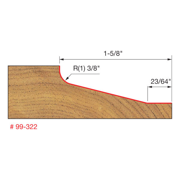 Freud 99-322 1-1/2" (Dia.) Vertical Raised Panel Bit - 2