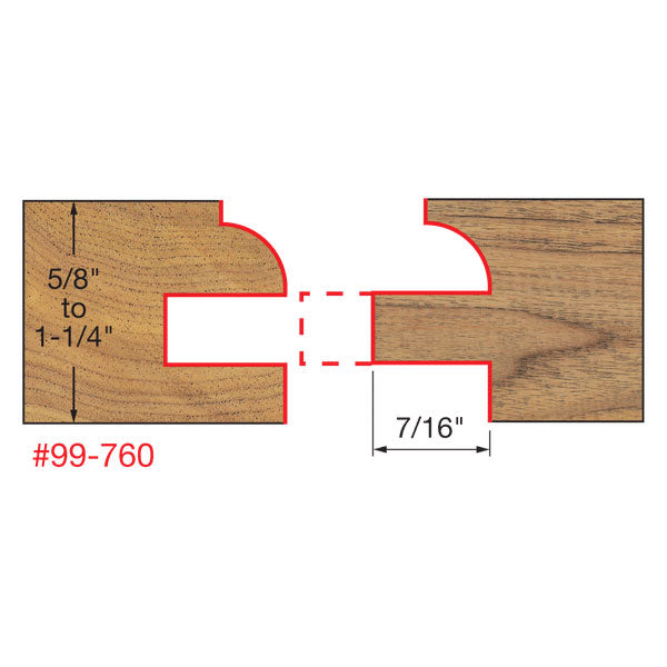 Freud 99-760 1-11/16" Dia. Adjustable Rail & Stile Bit (Round Over) - 2