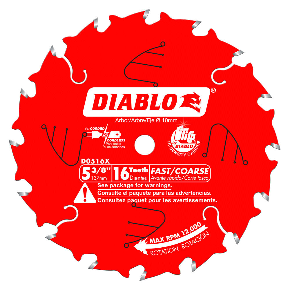 Diablo D0516X 5-3/8" x 16 Tooth Framing Trim Saw Blade