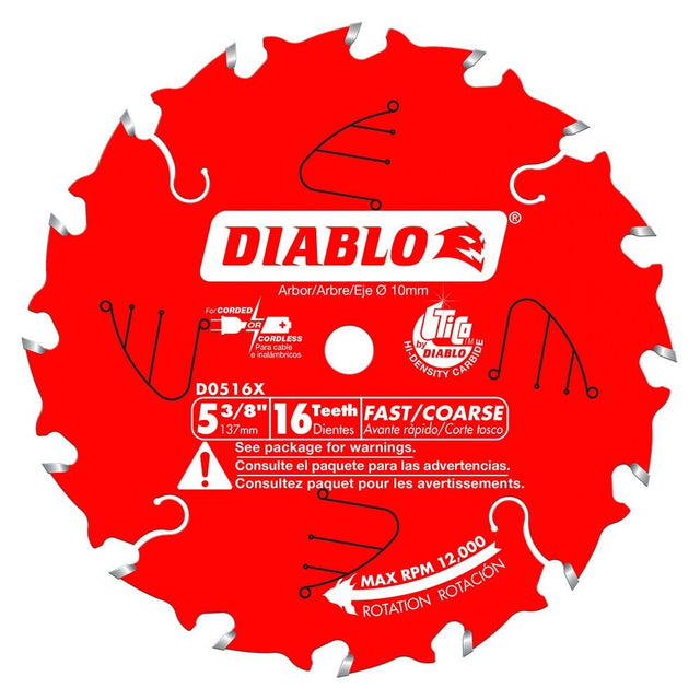 Diablo D0516X 5-3/8" x 16 Tooth Framing Trim Saw Blade