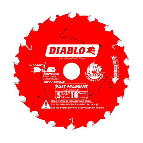 Diablo D055018WMX 5-1/2" x 18 Tooth Fast Framing Saw Blade