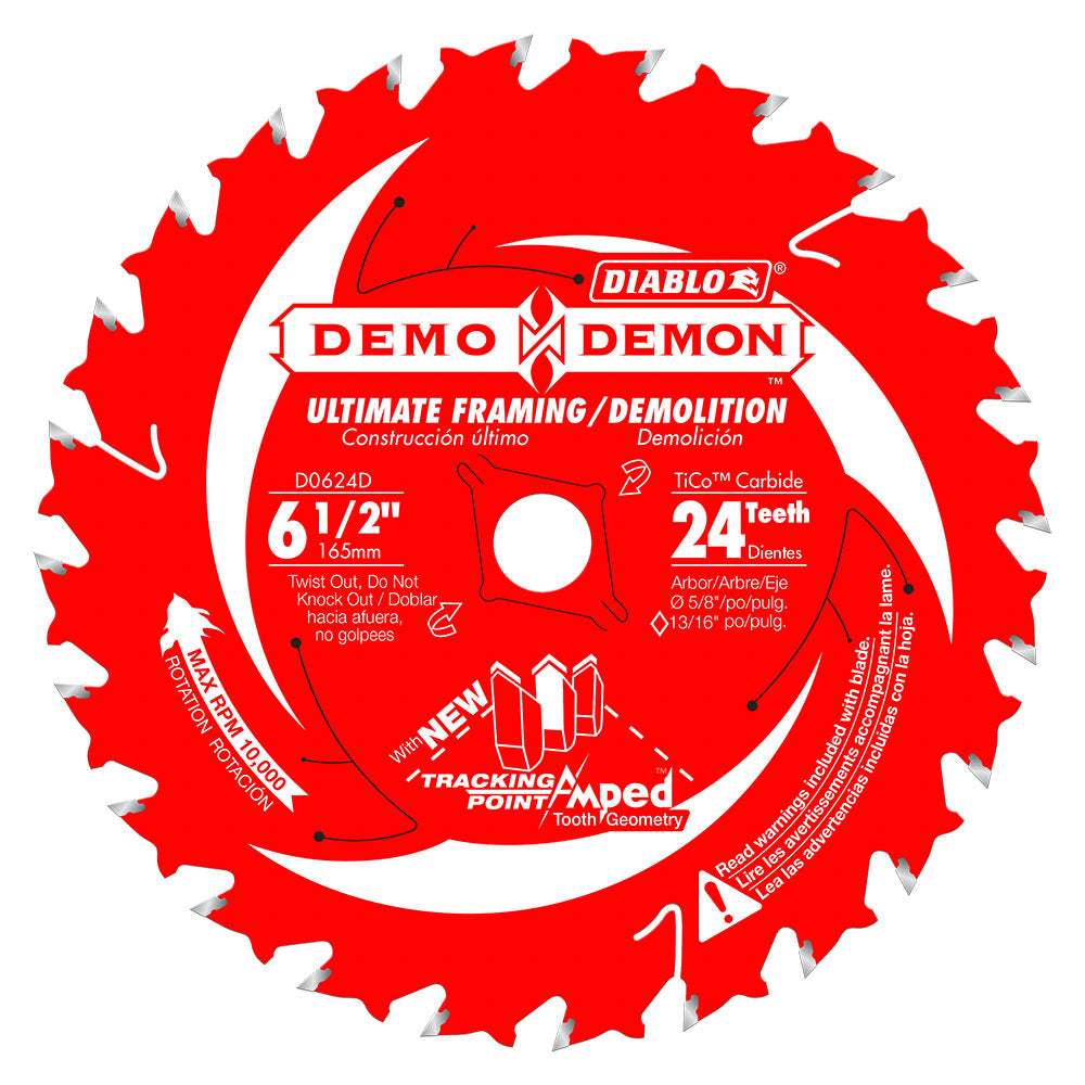 Diablo D0624DA 6-1/2" x 24 Tooth Demo Demon Framing/Demolition Saw Blade