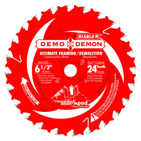 Diablo D0624DA 6-1/2" x 24 Tooth Demo Demon Framing/Demolition Saw Blade