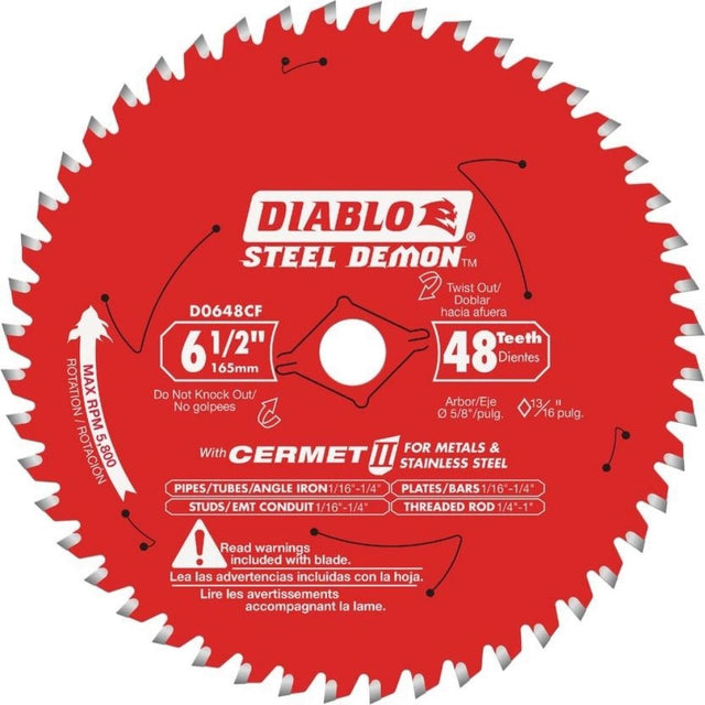 Diablo D0648CFX 6-1/2" x 48T x 5/8" Arbor Ferrous Metal Blade