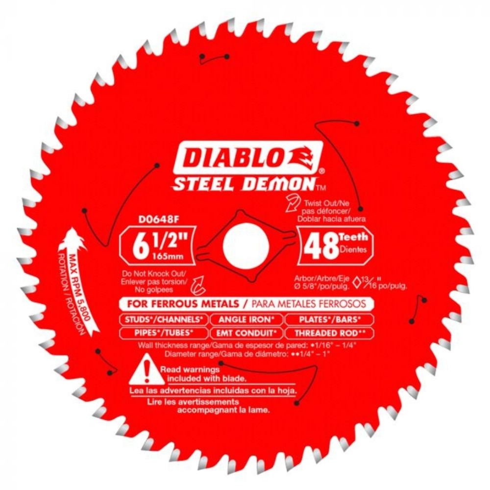 Diablo D0648FA 6-1/2" x 48T x 5/8" Arbor Ferrous Metal Blade (Bulk Pack)