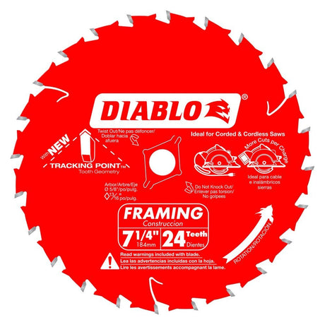 Diablo D0724A 7-1/4" x 24 Tooth Framing Saw Blade