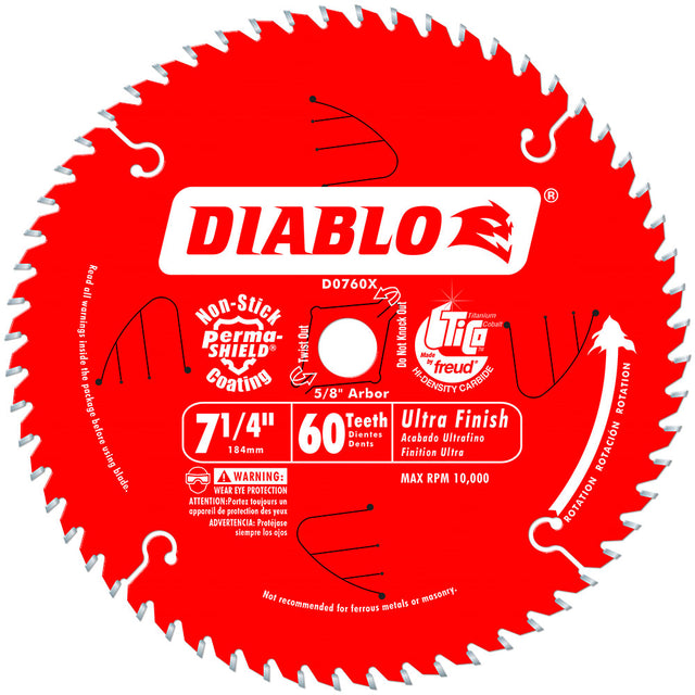 Diablo D0760A 7-1/4" x 60 Tooth Ultra Finish Saw Blade