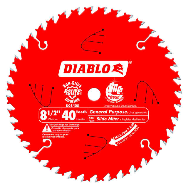 Diablo D0840S 8-1/2" x 40 Tooth General Purpose Slide Miter Saw Blade