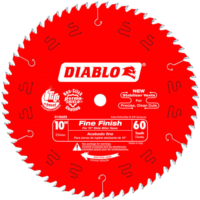 Diablo D1060S 10" x 60 Tooth Fine Finish Slide Miter Saw Blade