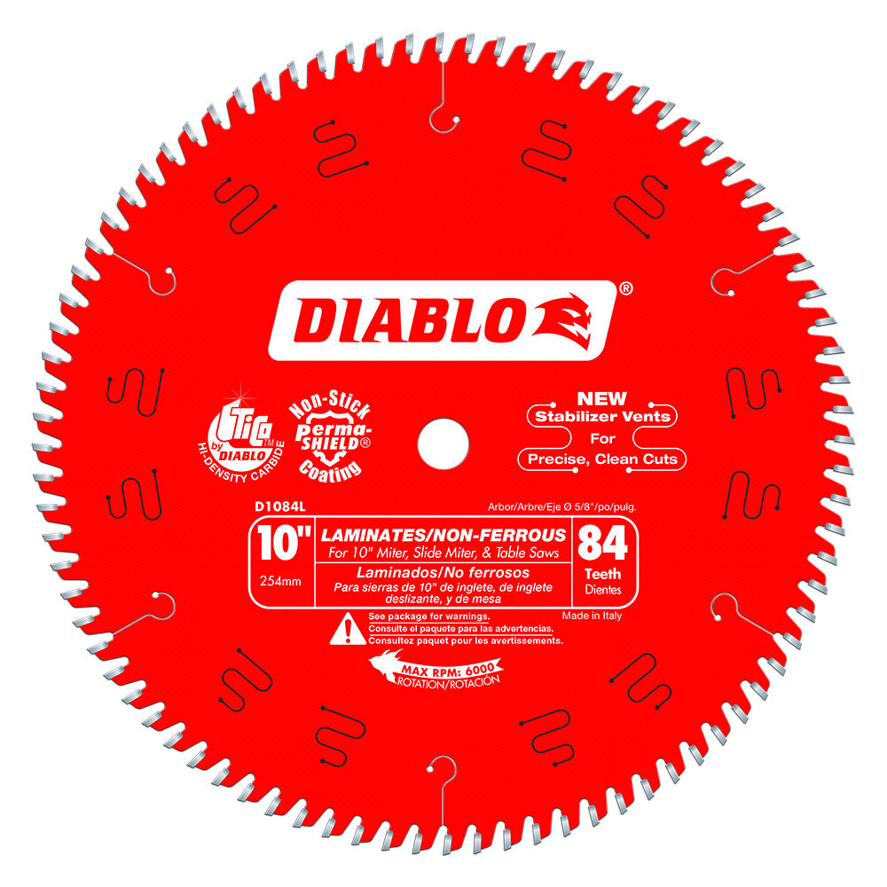 Diablo D1084L 10" x 84 Tooth Laminates & Non-Ferrous Metals Saw Blade